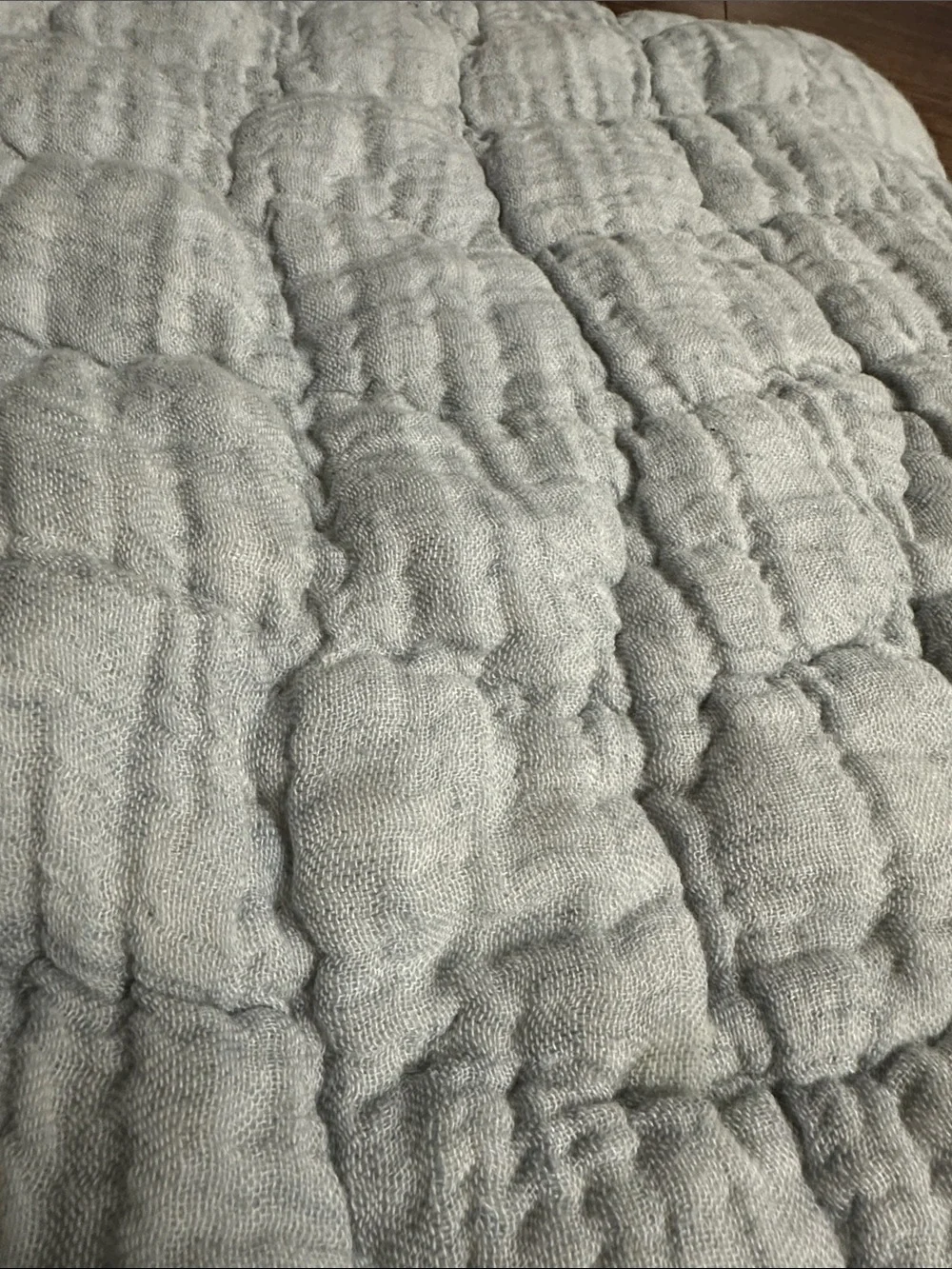 Pottery Barn Cloud Quilted Euro Sham Chambray 1 New Linen Cotton 26” x 26